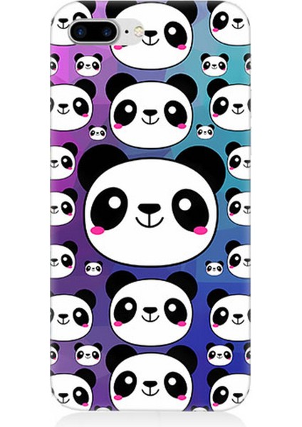 Apple iPhone 8 Plus Uyumlu Silikon Kılıf Sevimli Pandalar