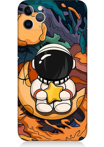 Apple iPhone 11 Pro Max Uyumlu Silikon Kılıf Astranot Ay ve Yıldız