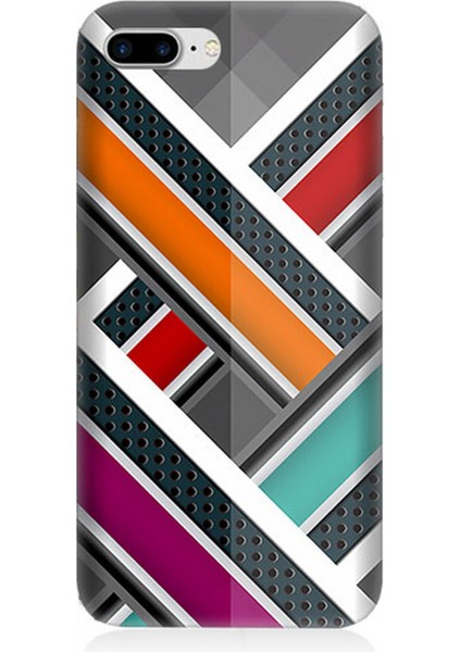 Apple iPhone 8 Plus Uyumlu Silikon Kılıf Renkli Pastel Şeritler