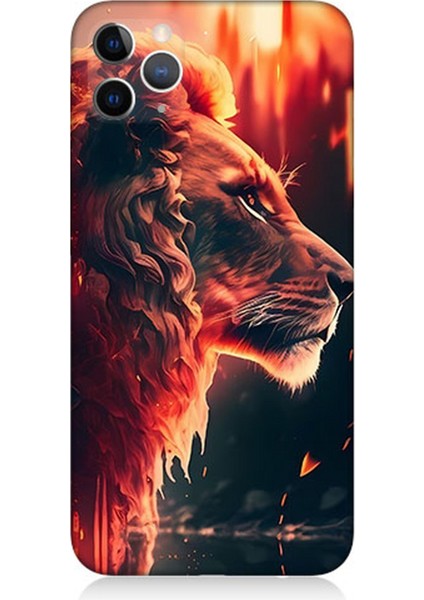 Apple iPhone 11 Pro Max Uyumlu Silikon Kılıf Sarı Kırmızı Asil Aslan