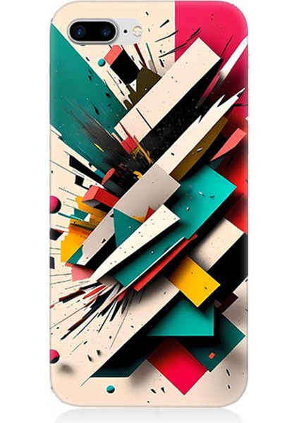 Apple iPhone 8 Plus Uyumlu Silikon Kılıf Renkli Geometrik Desenler