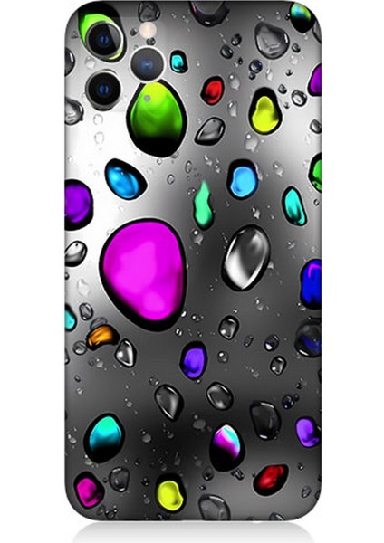 Apple iPhone 11 Pro Max Uyumlu Silikon Kılıf Renkli Yağmur Damlaları