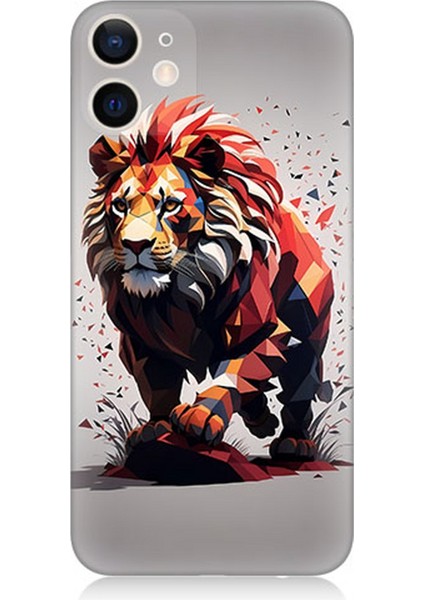 Apple iPhone 12 Mini Uyumlu Silikon Kılıf Sarı Kırmızı Aslan