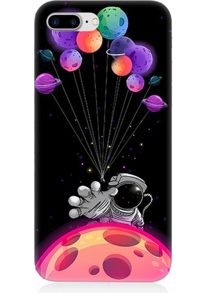Apple iPhone 7 Plus Uyumlu Silikon Kılıf Astranot ve Uçan Balonlar