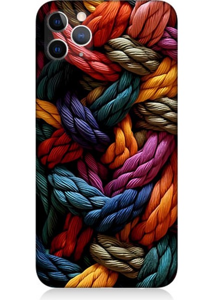 Apple iPhone 11 Pro Uyumlu Silikon Kılıf Pastel Renkli Düğüm Ipler