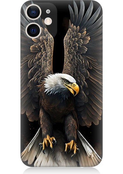 Apple iPhone 12 Mini Uyumlu Silikon Kılıf Beyaz Başlı Kara Kartal