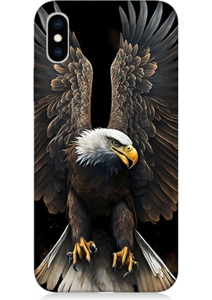 Apple iPhone Xs Max Uyumlu Silikon Kılıf Beyaz Başlı Kara Kartal