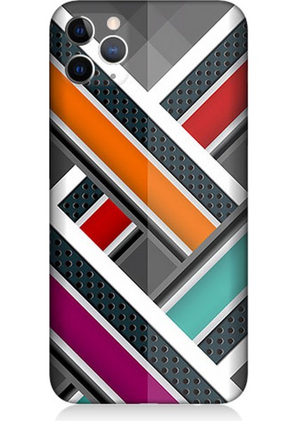 Apple iPhone 11 Pro Uyumlu Silikon Kılıf Renkli Pastel Şeritler