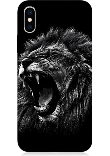 Apple iPhone Xs Uyumlu Silikon Kılıf Saldırgan Aslan