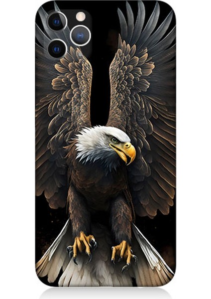 Apple iPhone 11 Pro Uyumlu Silikon Kılıf Beyaz Başlı Kara Kartal