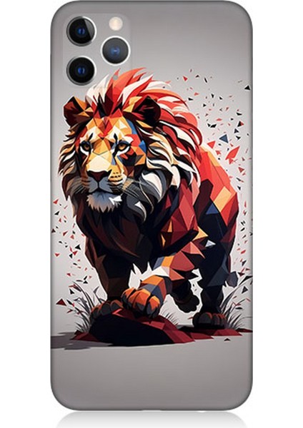 Apple iPhone 11 Pro Max Uyumlu Silikon Kılıf Sarı Kırmızı Aslan
