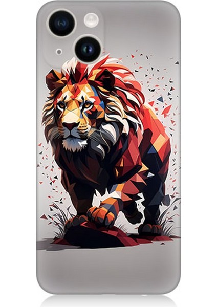 Apple iPhone 13 Mini Uyumlu Silikon Kılıf Sarı Kırmızı Aslan