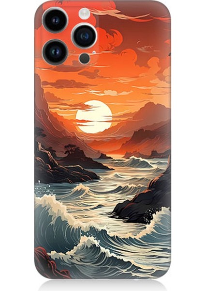 Apple iPhone 14 Pro Max Uyumlu Silikon Kılıf Deniz Dağ ve Gün Batımı