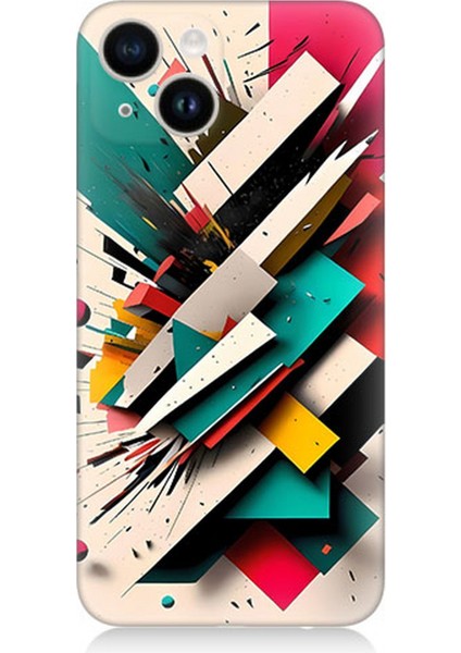 Apple iPhone 13 Mini Uyumlu Silikon Kılıf Renkli Geometrik Desenler