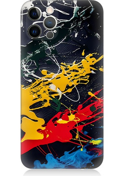 Apple iPhone 12 Pro Uyumlu Silikon Kılıf Renkli Boya Darbeleri