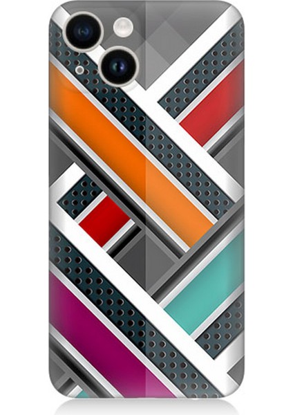 Apple iPhone 13 Mini Uyumlu Silikon Kılıf Renkli Pastel Şeritler