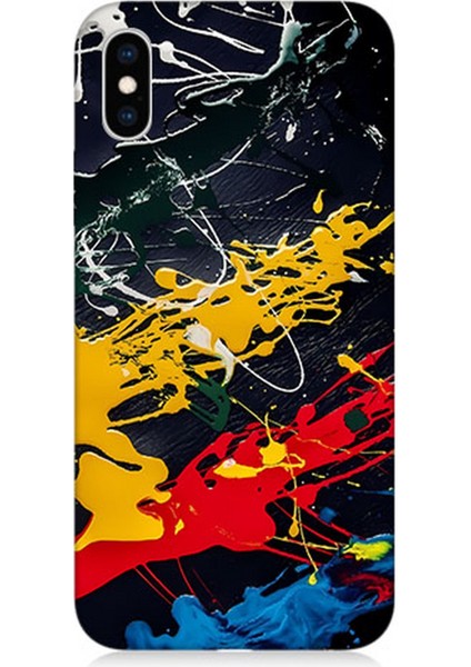 Apple iPhone Xs Max Uyumlu Silikon Kılıf Renkli Boya Darbeleri