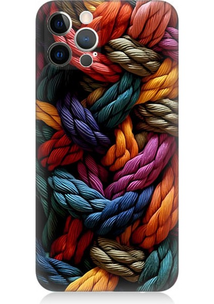 Apple iPhone 12 Pro Uyumlu Silikon Kılıf Pastel Renkli Düğüm Ipler
