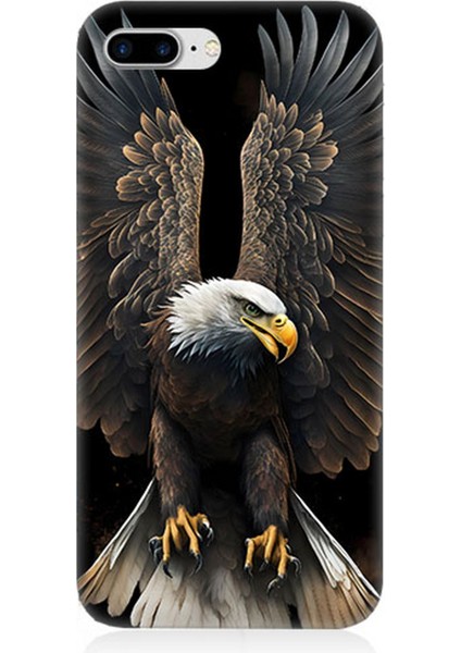 Apple iPhone 7 Plus Uyumlu Silikon Kılıf Beyaz Başlı Kara Kartal