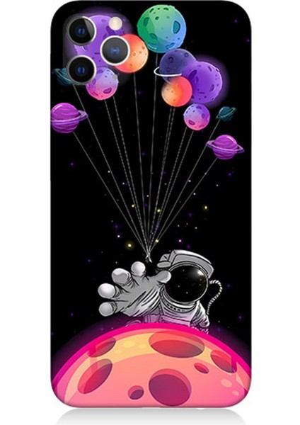 Apple iPhone 11 Pro Uyumlu Silikon Kılıf Astranot ve Uçan Balonlar