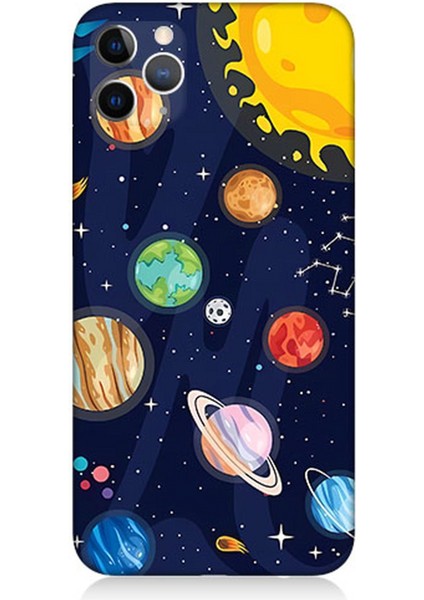 Apple iPhone 11 Pro Max Uyumlu Silikon Kılıf Gezegenler ve Yıldız Haritası