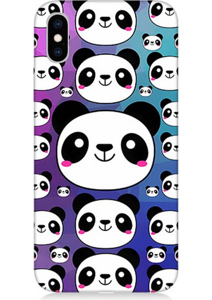 Apple iPhone x Uyumlu Silikon Kılıf Sevimli Pandalar