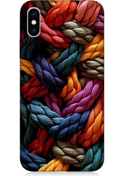 Apple iPhone x Uyumlu Silikon Kılıf Pastel Renkli Düğüm Ipler