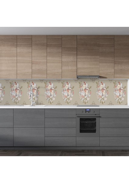 Mutfak Tezgah Arası Folyo Fayans Kaplama Folyosu Renkli Çiçek Çizim 60X500 cm fiyatları