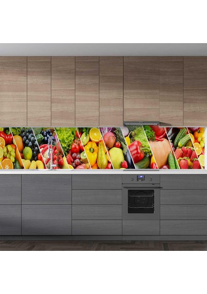 Mutfak Tezgah Arası Folyo Fayans Kaplama Folyosu Meyve Sebzeler 60X200 cm fiyatları