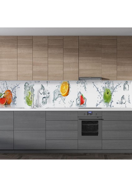 Mutfak Tezgah Arası Folyo Fayans Kaplama Folyosu Meyveler Su Panoramik 60X200 cm fiyatları