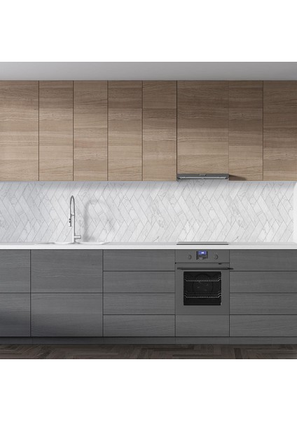 Mutfak Tezgah Arası Folyo Fayans Kaplama Folyosu Beyaz Mermer Kiremit Desen 60X100 cm fiyatları