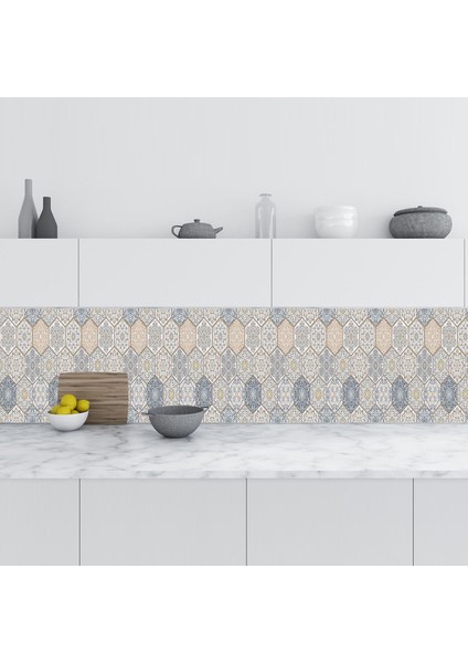 Mutfak Tezgah Arası Folyo Fayans Kaplama Folyosu Türk Osmanlı Motif 60X200 cm