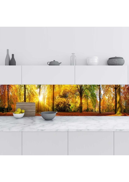Mutfak Tezgah Arası Folyo Fayans Kaplama Folyosu Sonbahar 60X100 cm