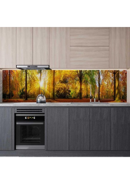 Mutfak Tezgah Arası Folyo Fayans Kaplama Folyosu Sonbahar 60X100 cm modelleri