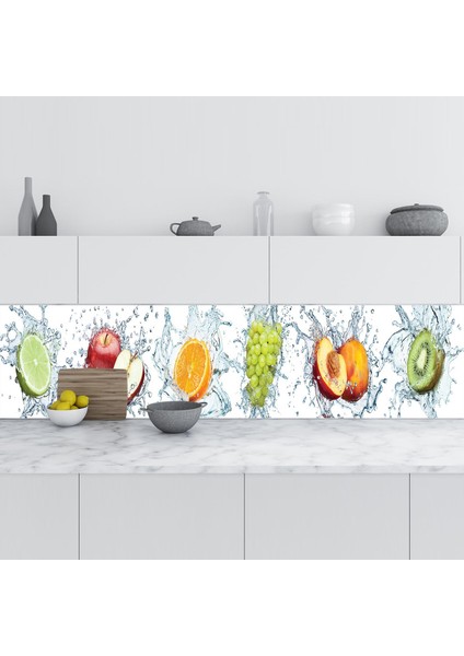 Mutfak Tezgah Arası Folyo Fayans Kaplama Folyosu Taze Meyve Su 60X300 cm