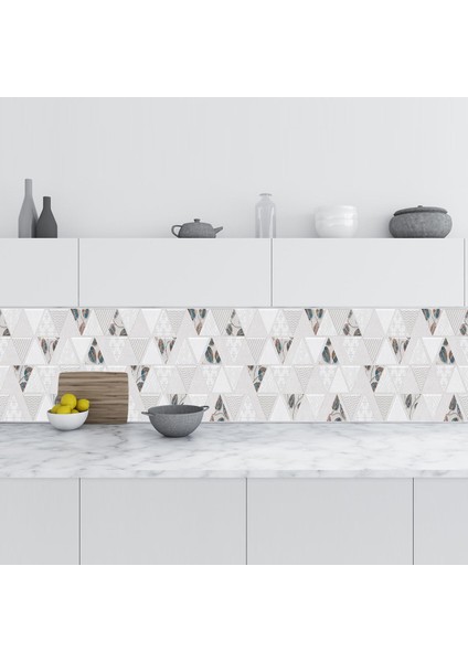 Mutfak Tezgah Arası Folyo Fayans Kaplama Folyosu Geometrik Çiçek Süsleme 60X300 cm