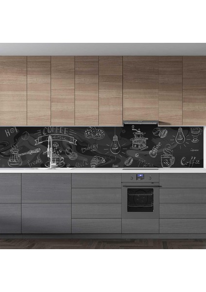 Mutfak Tezgah Arası Folyo Fayans Kaplama Folyosu Coffee Menu 60X400 cm fiyatları