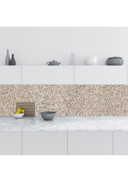 Mutfak Tezgah Arası Folyo Fayans Kaplama Folyosu Granite Marble Design 60X200 cm