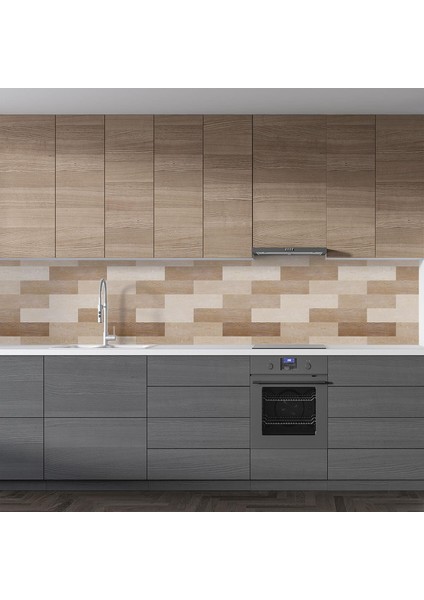Mutfak Tezgah Arası Folyo Fayans Kaplama Folyosu Ahşap Panel 60X500 cm fiyatları