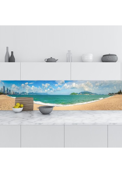 Mutfak Tezgah Arası Folyo Fayans Kaplama Folyosu Nha Trang Plaj 60X300 cm