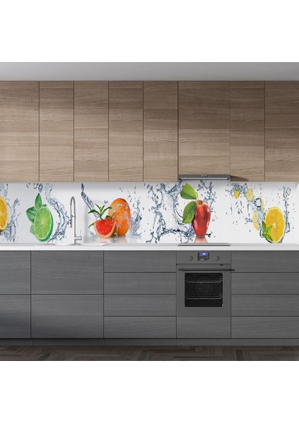 Mutfak Tezgah Arası Folyo Fayans Kaplama Folyosu Meyveler Su Pano 60X500 cm fiyatları