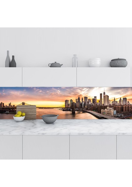 Mutfak Tezgah Arası Folyo Fayans Kaplama Folyosu Brooklyn Köprüsü 60X400 cm