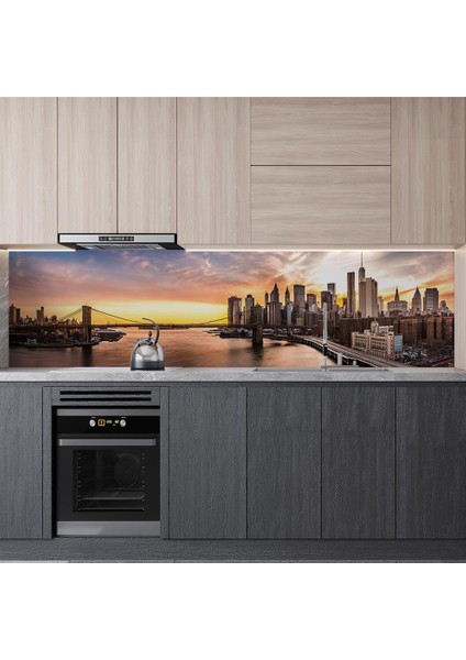 Mutfak Tezgah Arası Folyo Fayans Kaplama Folyosu Brooklyn Köprüsü 60X400 cm modelleri
