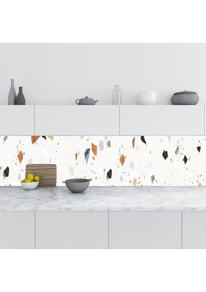 Mutfak Tezgah Arası Folyo Fayans Kaplama Folyosu Terrazzo Stone 60X200 cm
