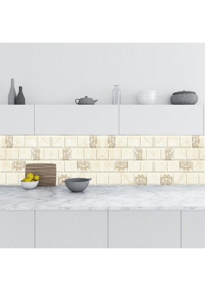 Mutfak Tezgah Arası Folyo Fayans Kaplama Folyosu Doğal Mermer Karo 60X100 cm
