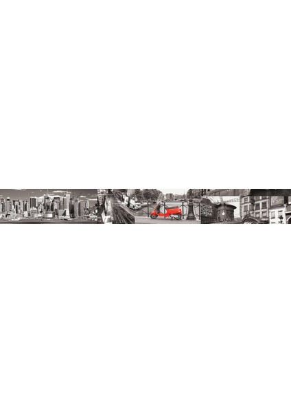 Mutfak Tezgah Arası Folyo Fayans Kaplama Folyosu Retro Siyah Beyaz Şehir 60X300 cm indirimleri