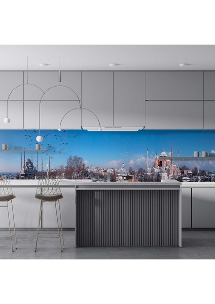 Mutfak Tezgah Arası Folyo Fayans Kaplama Folyosu Istanbul Panorama 60X200 cm