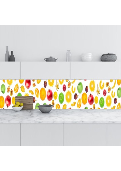 Mutfak Tezgah Arası Folyo Fayans Kaplama Folyosu Meyve Kolaj 60X500 cm