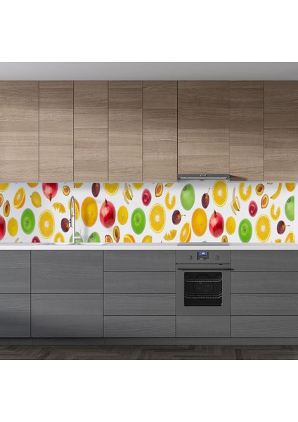 Mutfak Tezgah Arası Folyo Fayans Kaplama Folyosu Meyve Kolaj 60X500 cm fiyatları