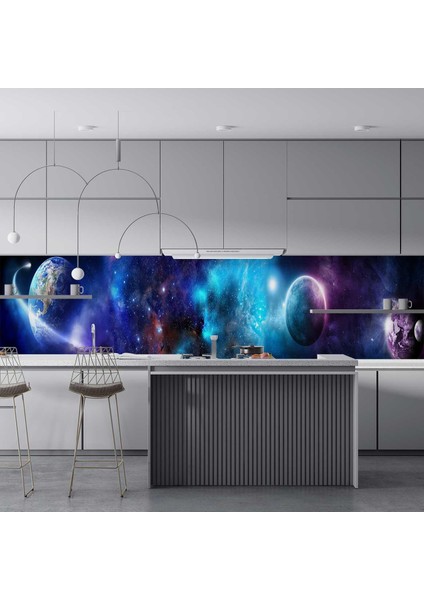 Mutfak Tezgah Arası Folyo Fayans Kaplama Folyosu Uzay 60X300 cm fırsatları